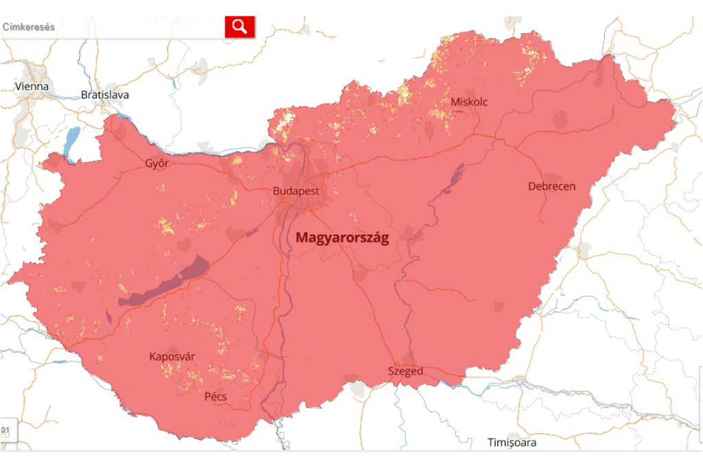 A 4iG Csoport által biztosított keskenysávú szenzoros adatátviteli szolgáltatás lefedettsége A 4iG Csoport által biztosított keskenysávú szenzoros adatátviteli szolgáltatás lefedettsége